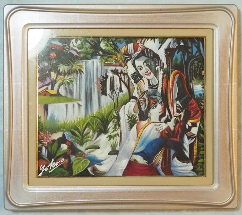 人物画　油絵　横尾忠則　悠久の愛　F8号　額付き　手描き　肉筆