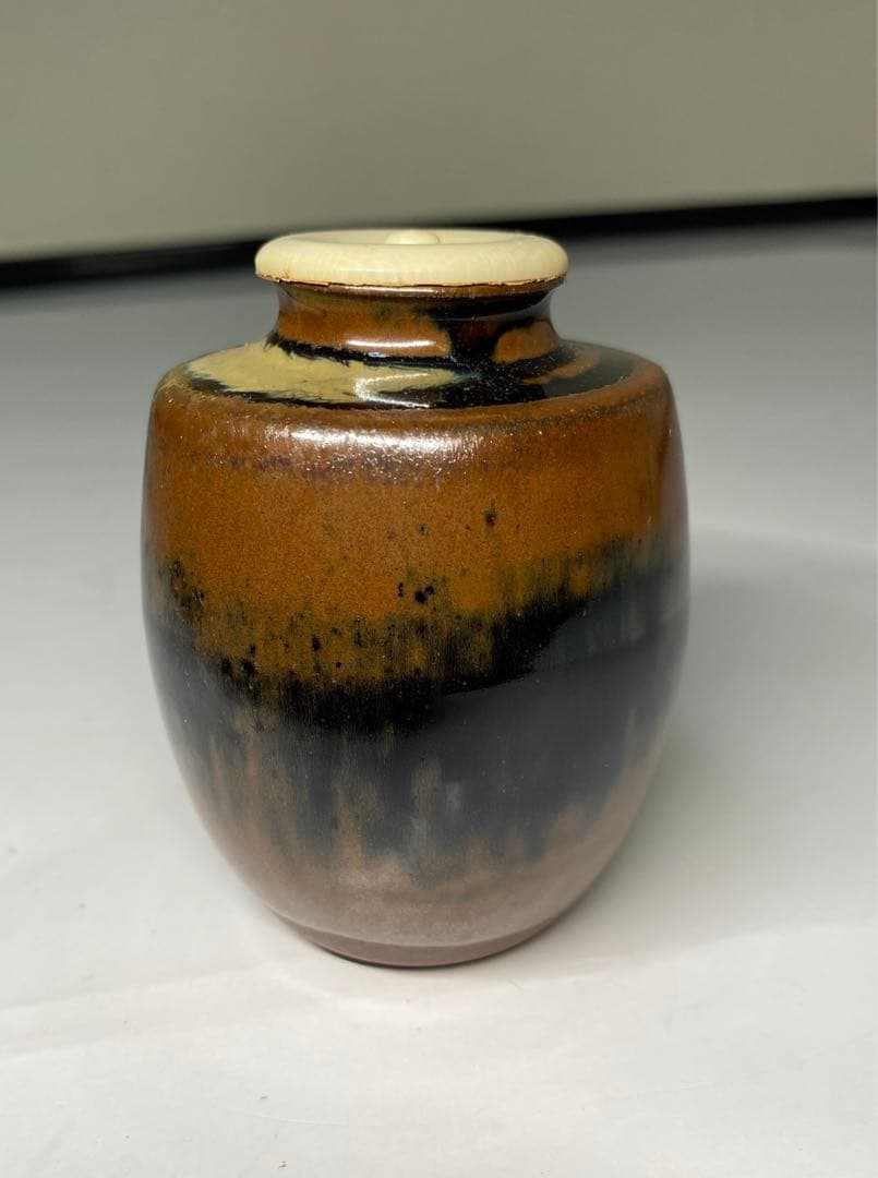 【茶道具】彰一造　高取茶入（共箱）