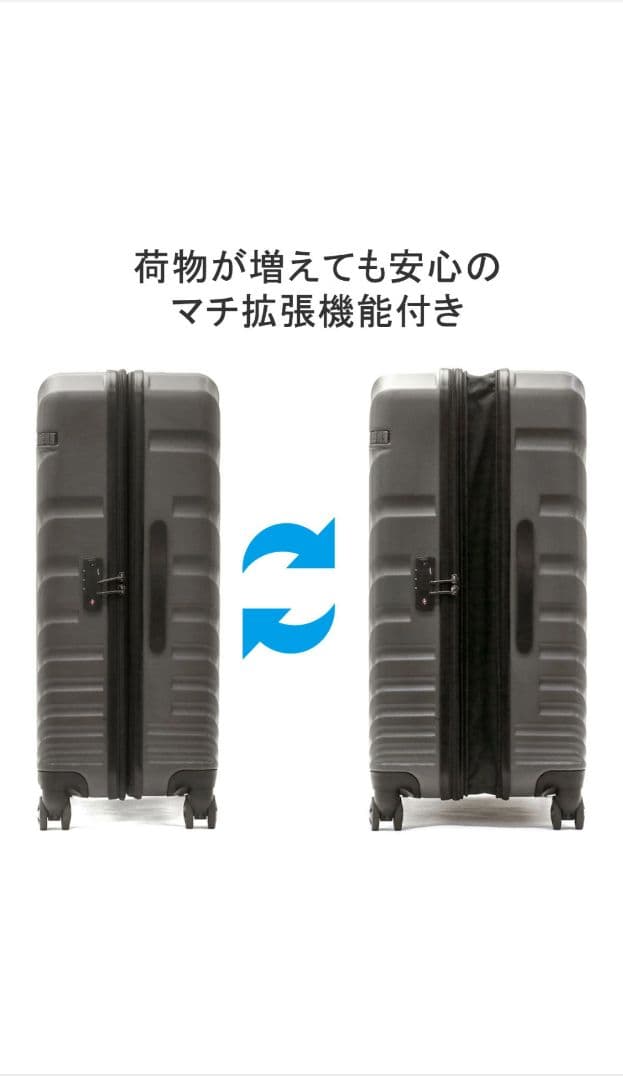 エース キャリー スーツ ケース 10〜14泊 90〜111L拡張 ライトグレー