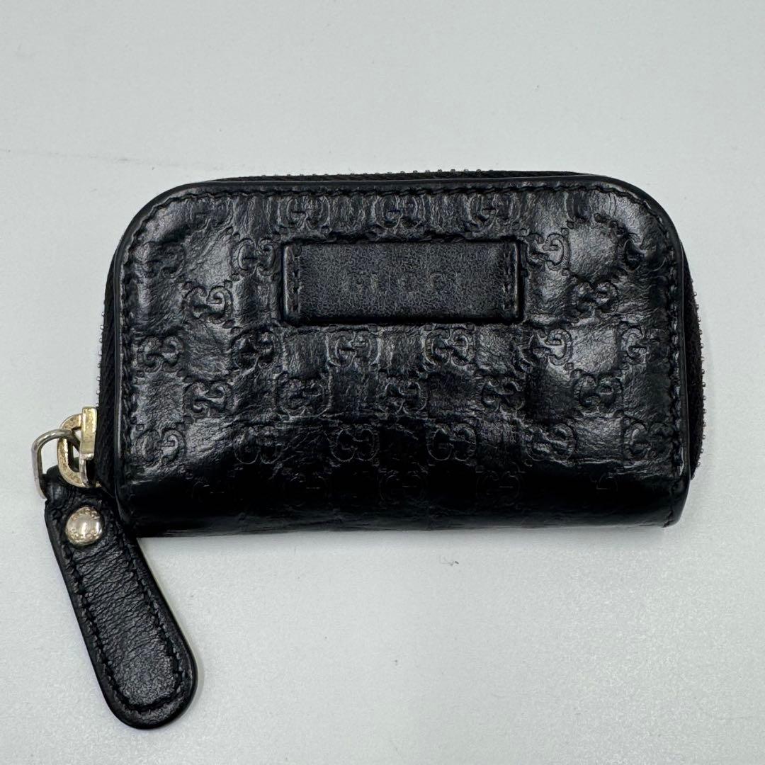 GUCCI グッチ マイクロシマ レザー ラウンドジップ ケース 男女兼用