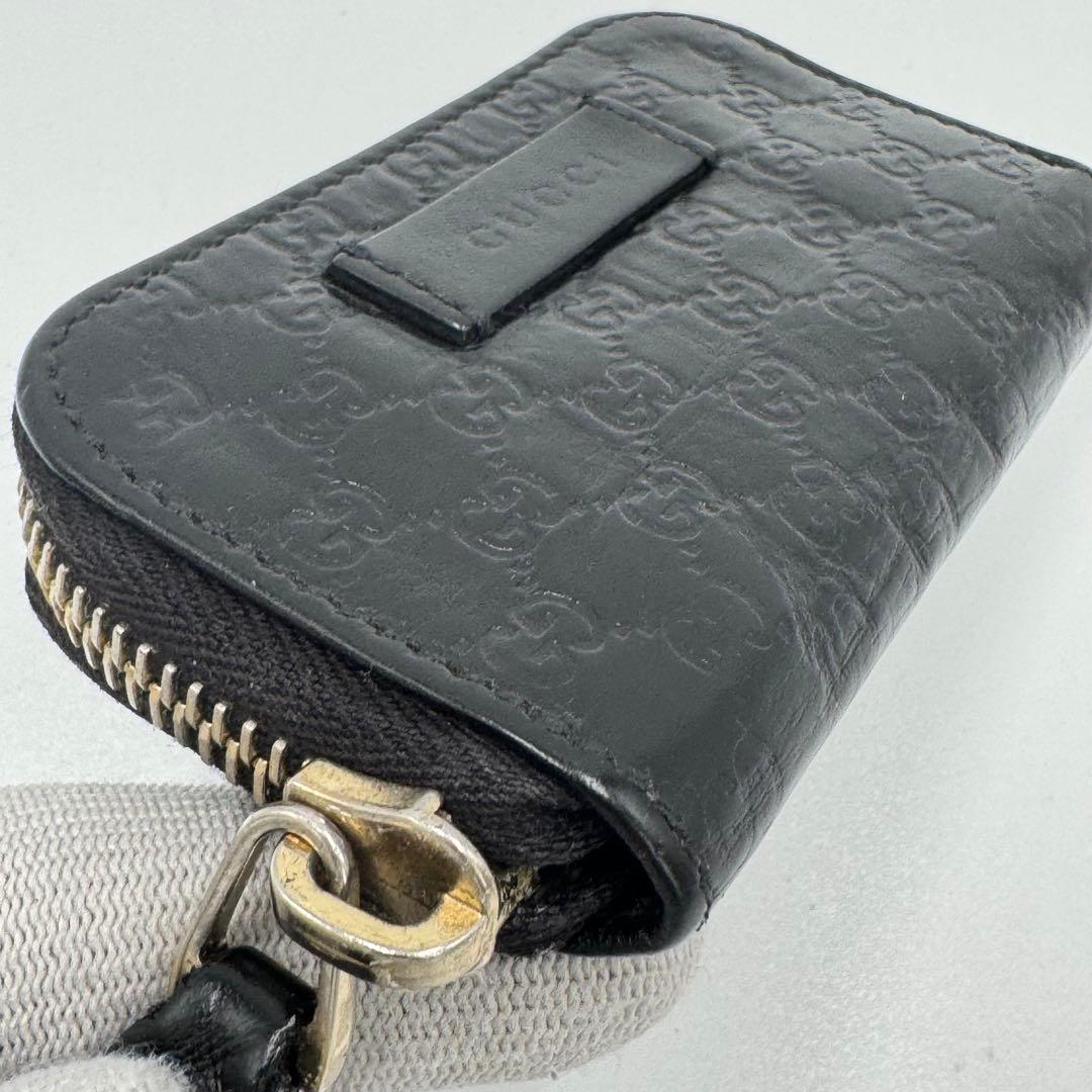 GUCCI グッチ マイクロシマ レザー ラウンドジップ ケース 男女兼用