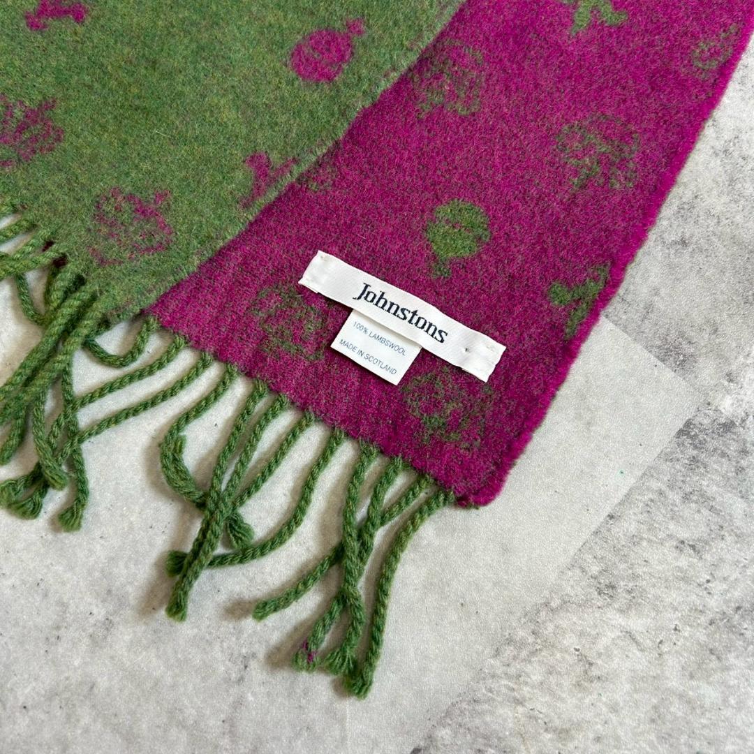 Johnstons　総柄 マフラー　スコットランド製 リバーシブル RG390