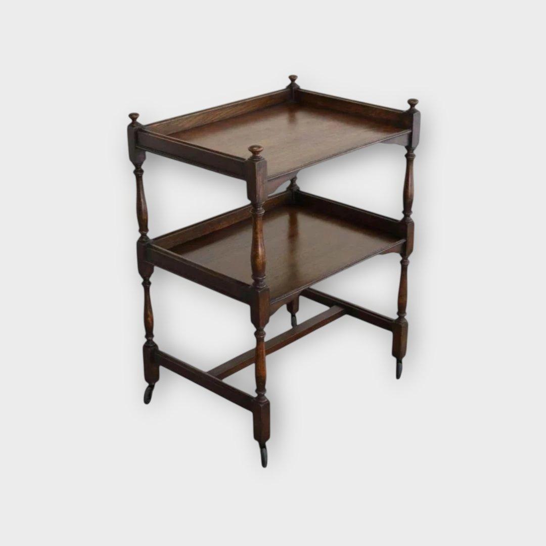 木製 2段 キッチンワゴン クラシック　イギリスアンティーク ダークブラウン