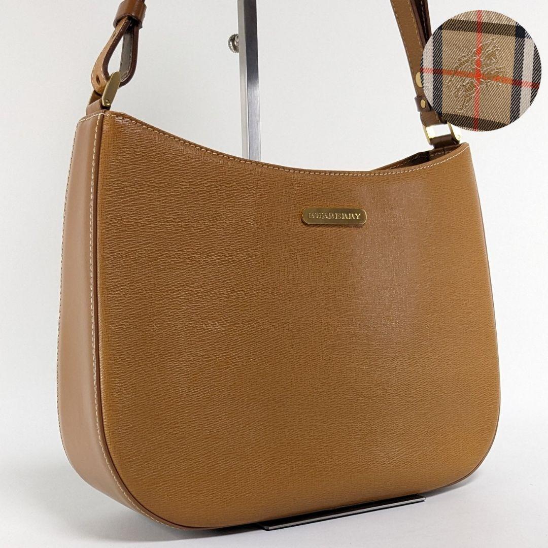 美品　バーバリー　ワンショルダーバッグ　ノバチェック　サフィアーノレザー　肩掛け