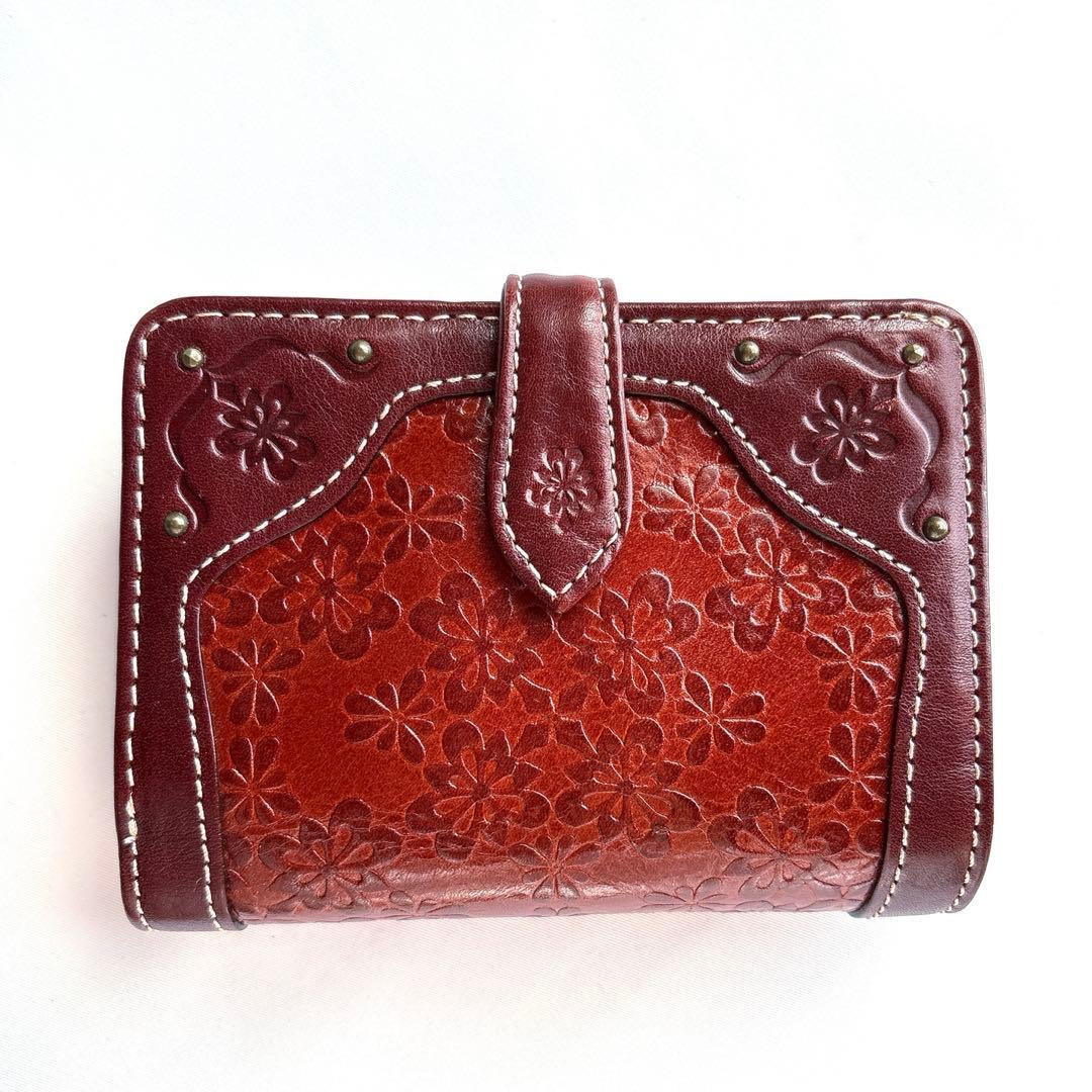 Dakota ダコタ フィオラシリーズ 花柄 小銭入れ付　二つ折り財布 レッド