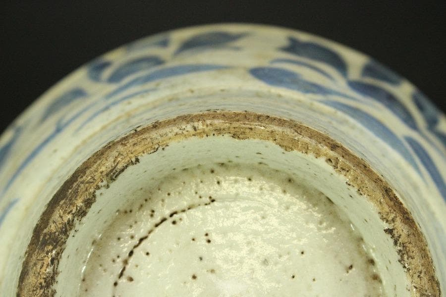 青花 碗 古染付 花弁文様 中国美術(メ1696)