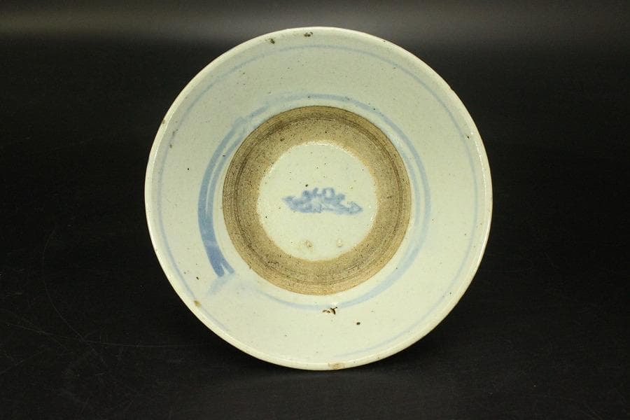 青花 碗 古染付 花弁文様 中国美術(メ1696)
