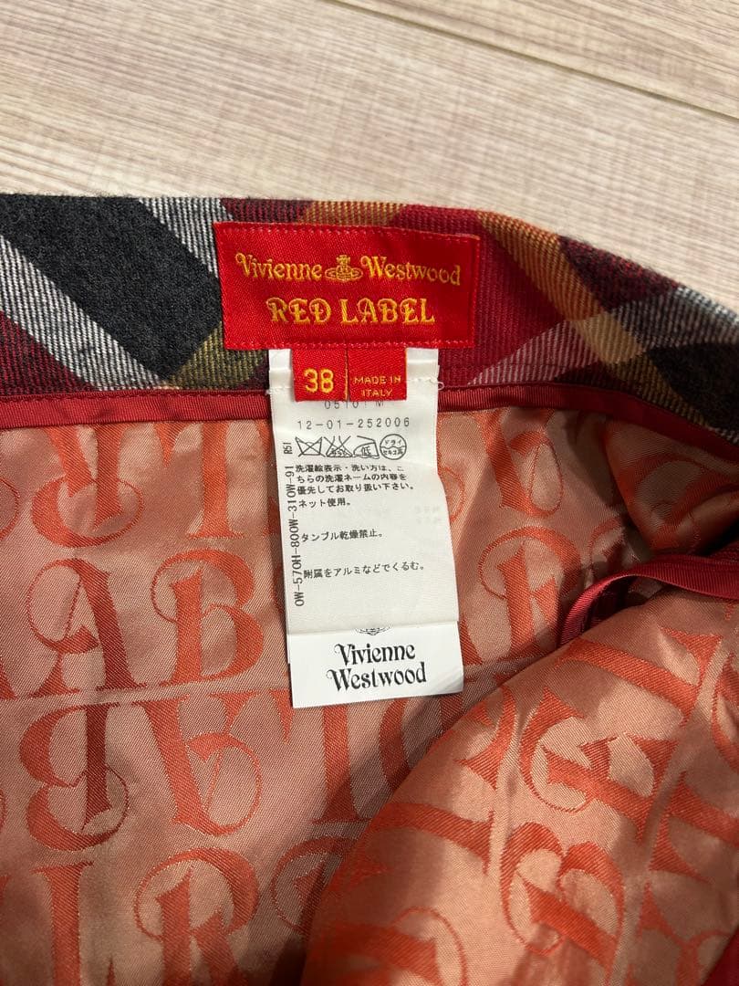 ヴィヴィアンウエストウッド レッドレーベル 変形スカート オーブボタン　チェック