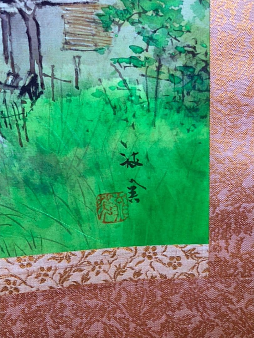 掛軸 風景画 山水画 川島梅関肉筆画 真作