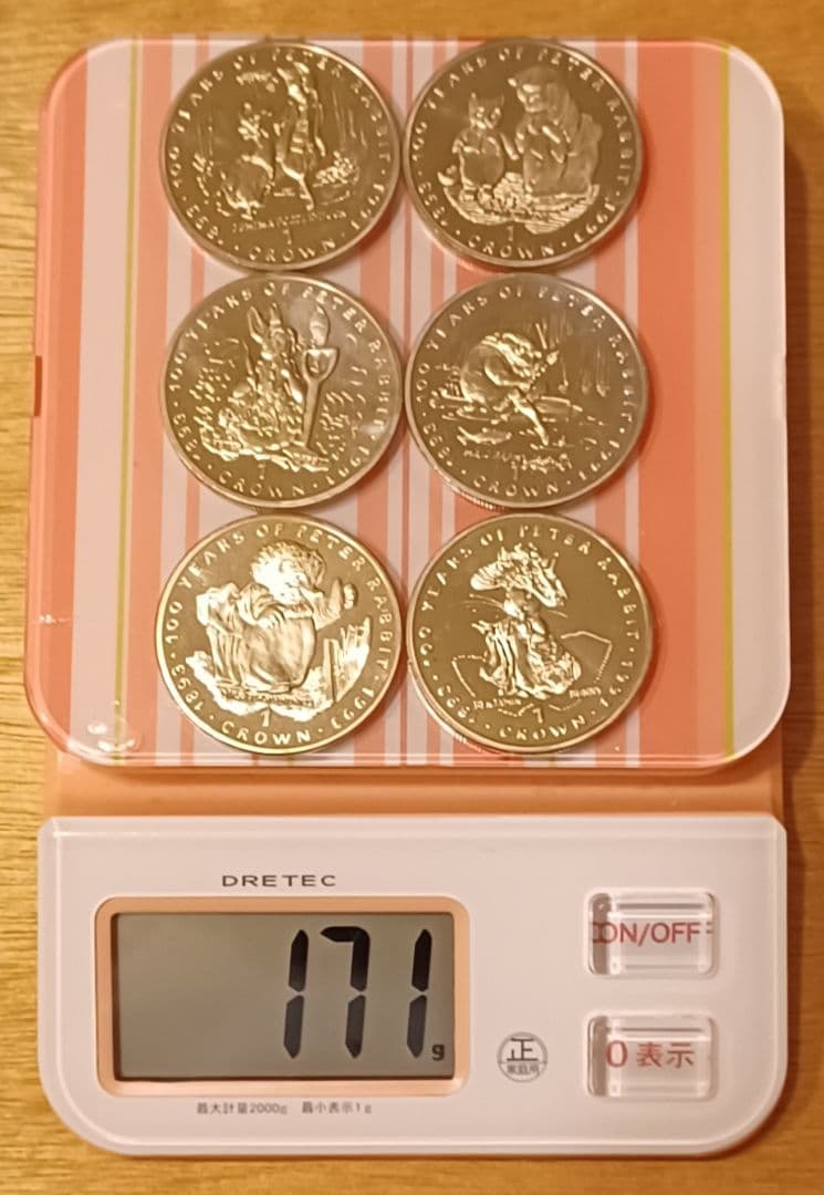 ピーターラビット誕生100周年記念 1993年 1クラウン 大きめの白銅貨6点
