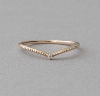 エテ K10YG V字ミル打ち ダイヤモンド リング