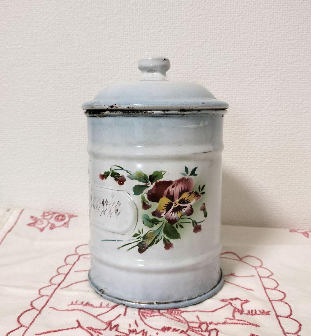 フランス JAPY ジャピー ホーロー キャニスター パンジー柄 アンティーク