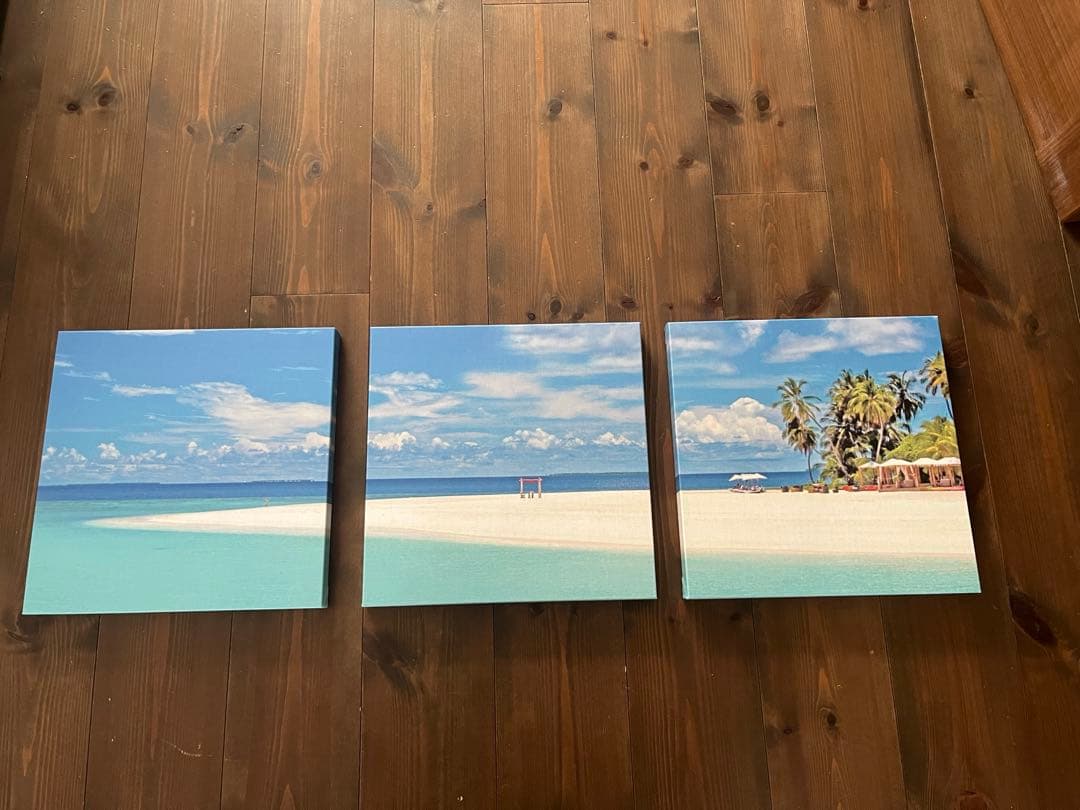 アートパネル 3枚 セット モダン 絵画 白浜 ビーチ 海浜 リゾート30cm