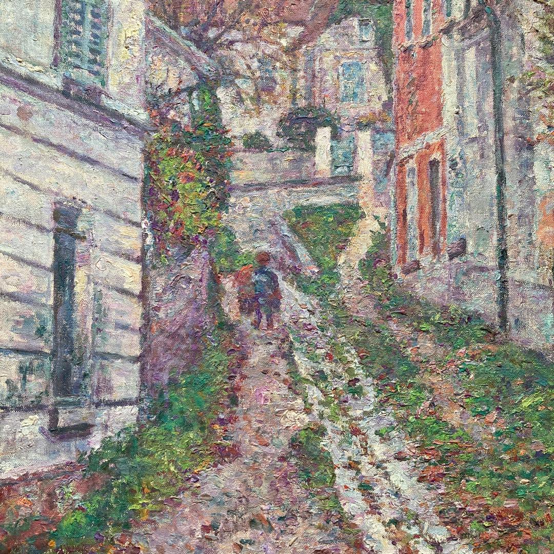 フランス裏町街の風景　作者不詳　額縁約80×67絵画65×53cm 15Fサイズ