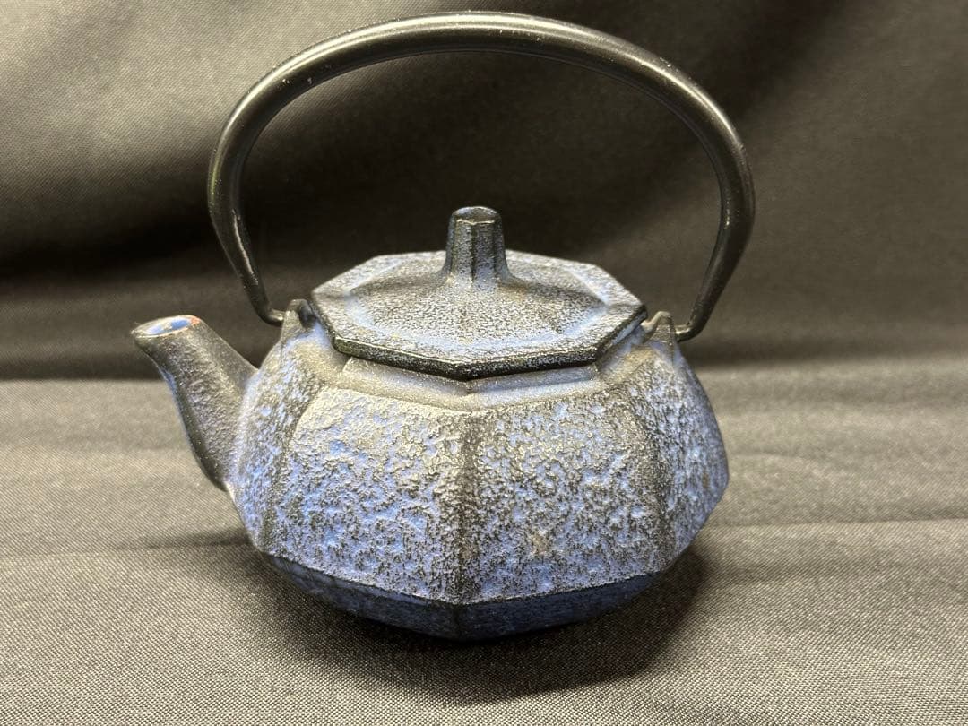 【経年美品】南部鉄器　南部　鉄瓶　急須　青　ブルー　8角