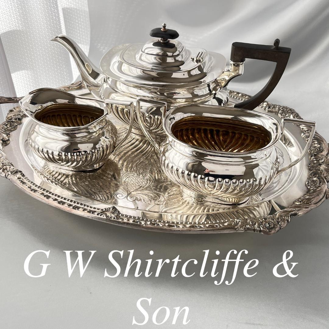 【G W Shirtcliffe & Son】 ハーフリブのティーセット 3点