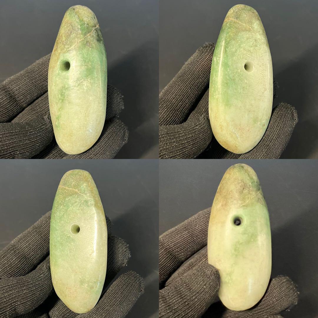 ◎縄文 本翡翠 大珠 呪術具◎ 祭祀具 硬玉 重量143g ◎ 古美術 庵々