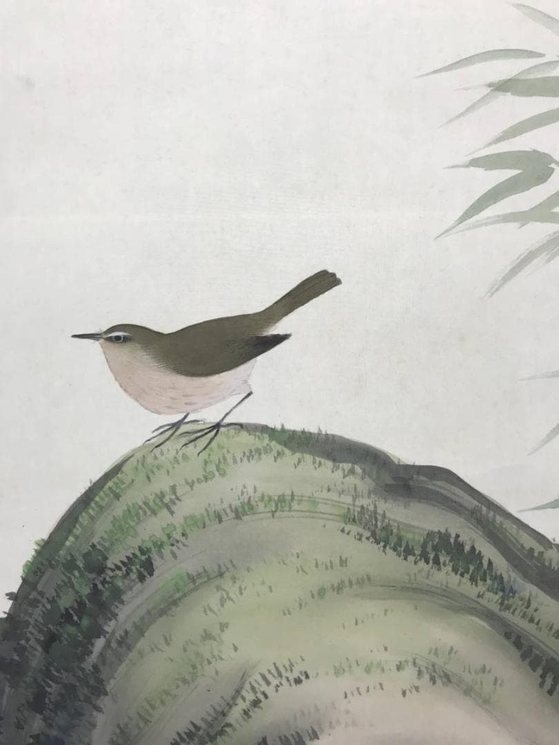 【真作】桃園/梅に鴬図/花鳥図/掛軸/名家伝来/AC-304