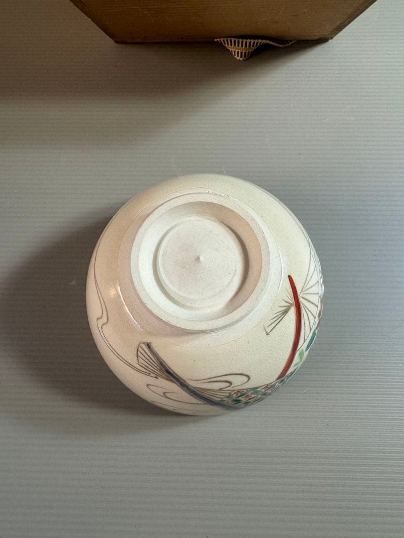 1551 清水焼　平安紫雲　扇面　抹茶碗　未使用