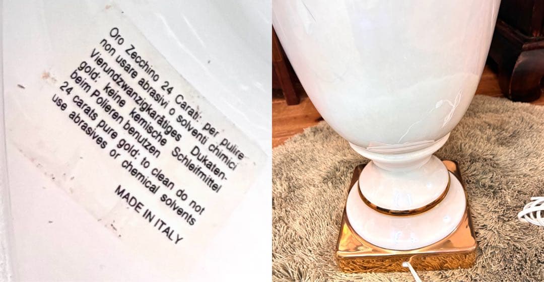 ✨24金使用！？✨ahura アウラ イタリア製 ランプ 陶器 アンティーク