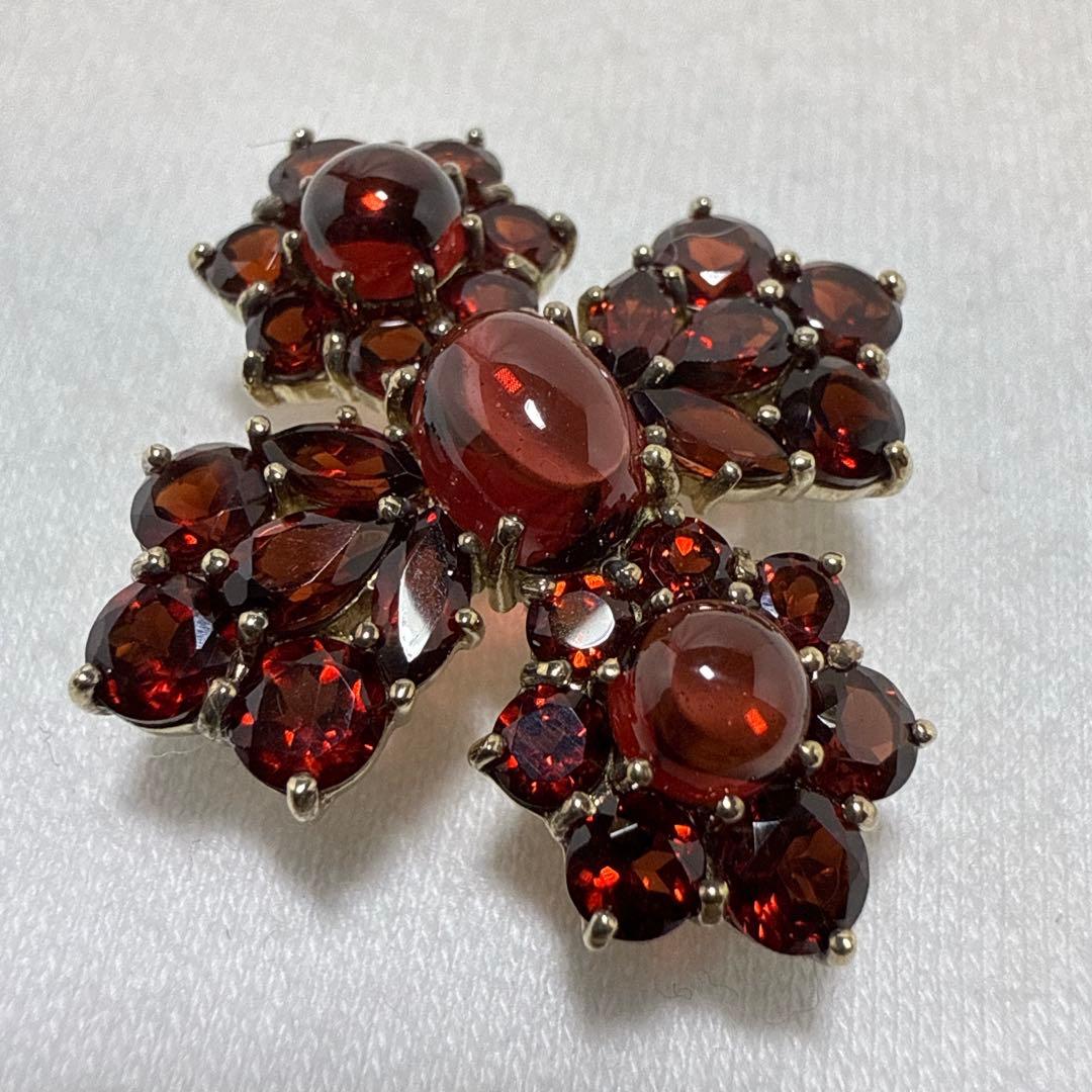 ロクザン SILVER925 ゴールドカラー ガーネット ペンダント ブローチ