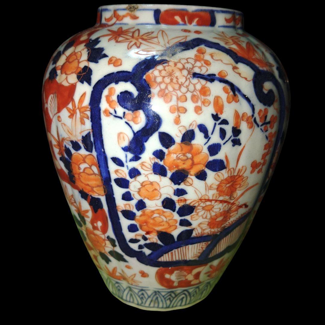 時代　古伊万里四君子色絵壺