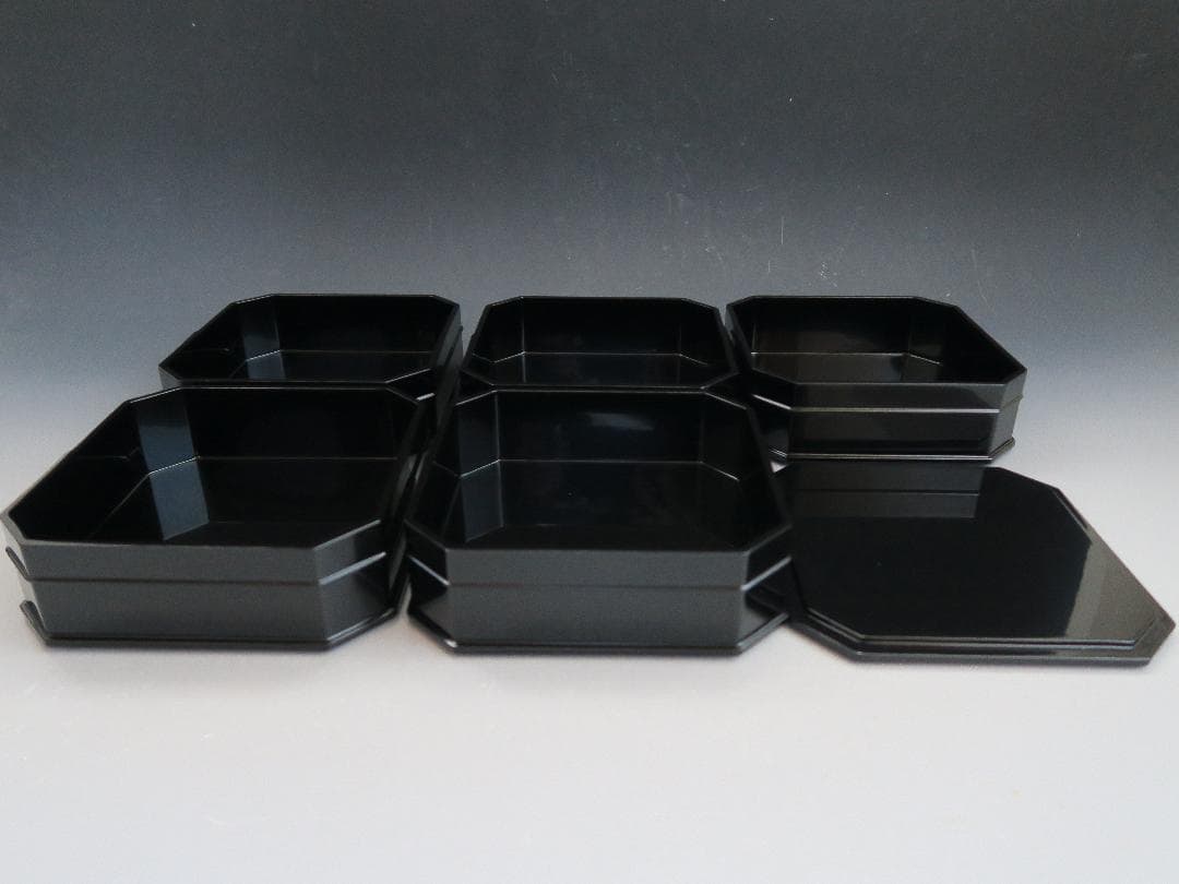 【輪島塗】縁高重 五段重 黒真塗 輪島塗工房 静峰 塗師静峯大家芳男 天然木共箱