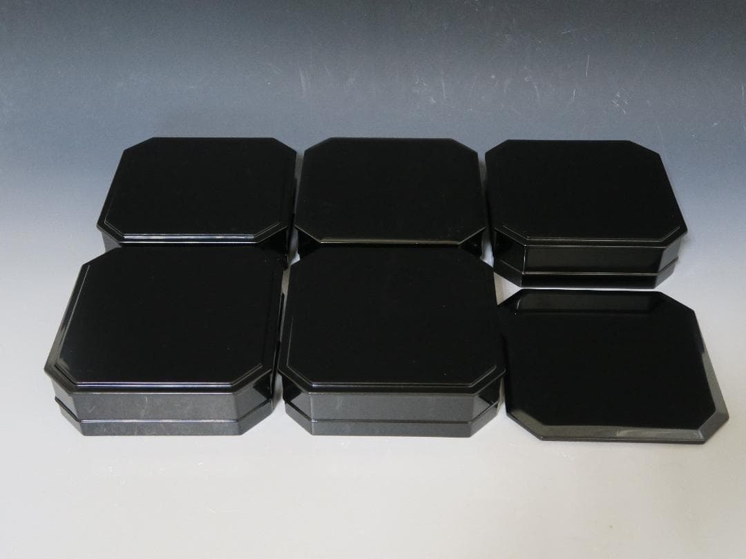 【輪島塗】縁高重 五段重 黒真塗 輪島塗工房 静峰 塗師静峯大家芳男 天然木共箱