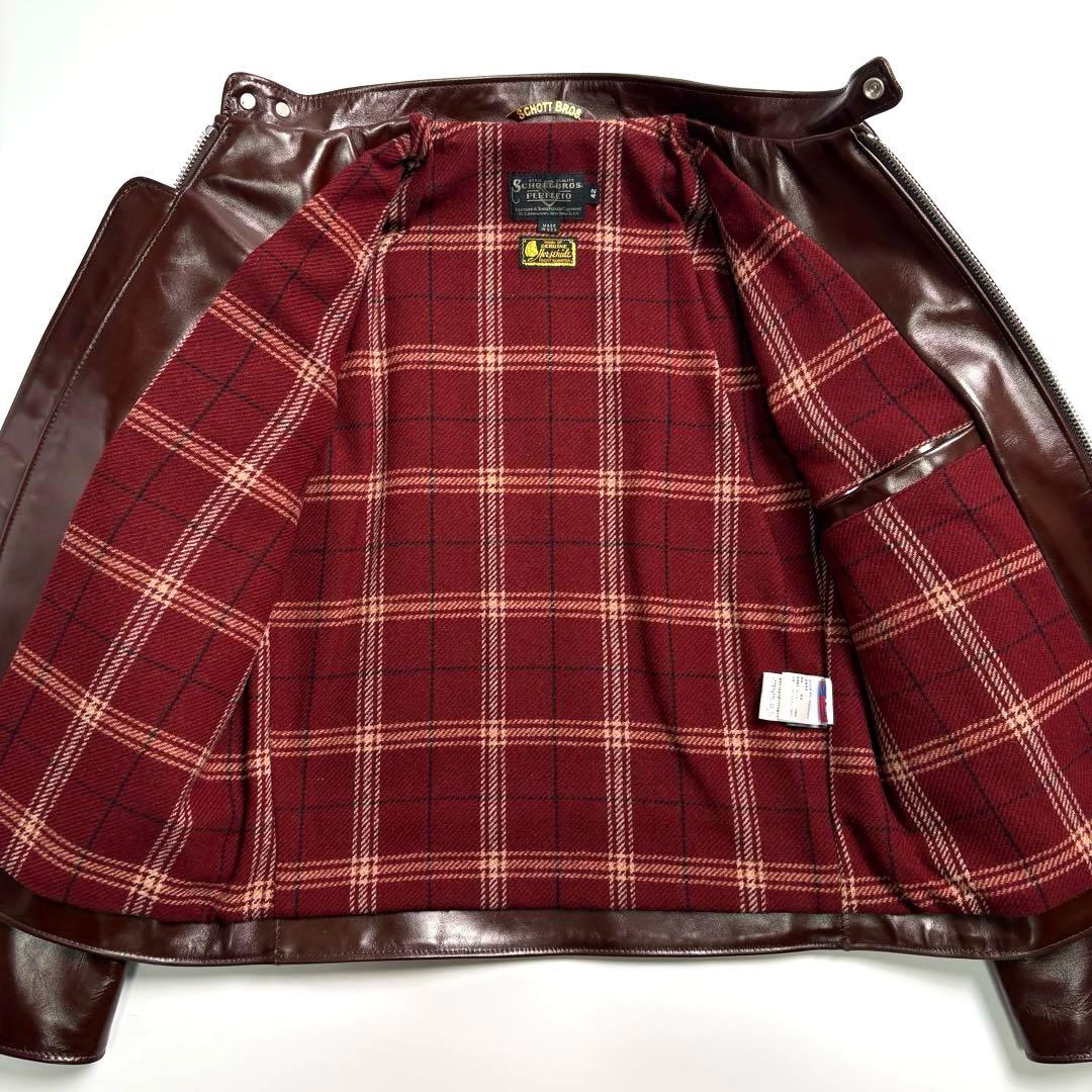 【米国製】SCHOTT レザー ライダースジャケット 馬革42 641XJH