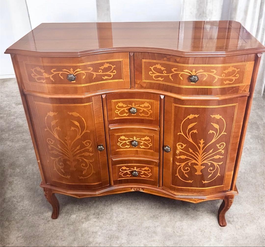 イタリア 家具タロッコ社象嵌デザイン 猫足 ヴェローナ キャビネット