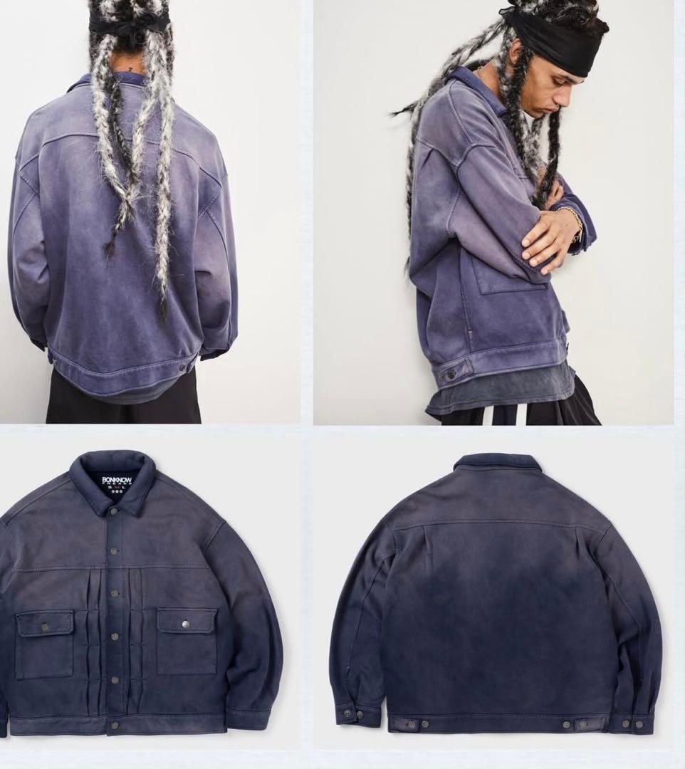ジャケット・アウター BONKNOW FREAKS SWEAT TRUCKER JACKET NAVY