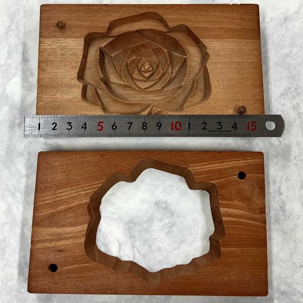 C-17他　菓子型　薔薇　木型　木製　和菓子　骨董　レトロ　アンティーク　年代物