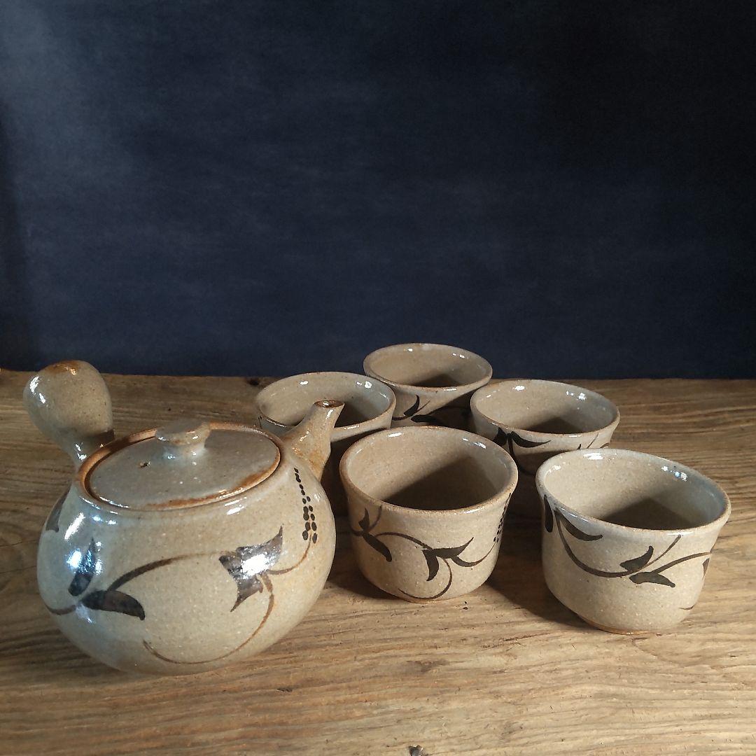絵唐津、煎茶セット　デッドストック