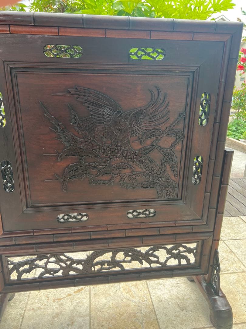 間仕切り　レトロアンティーク当時物　木製　古家具古いオシャレな衝立です気壮山河