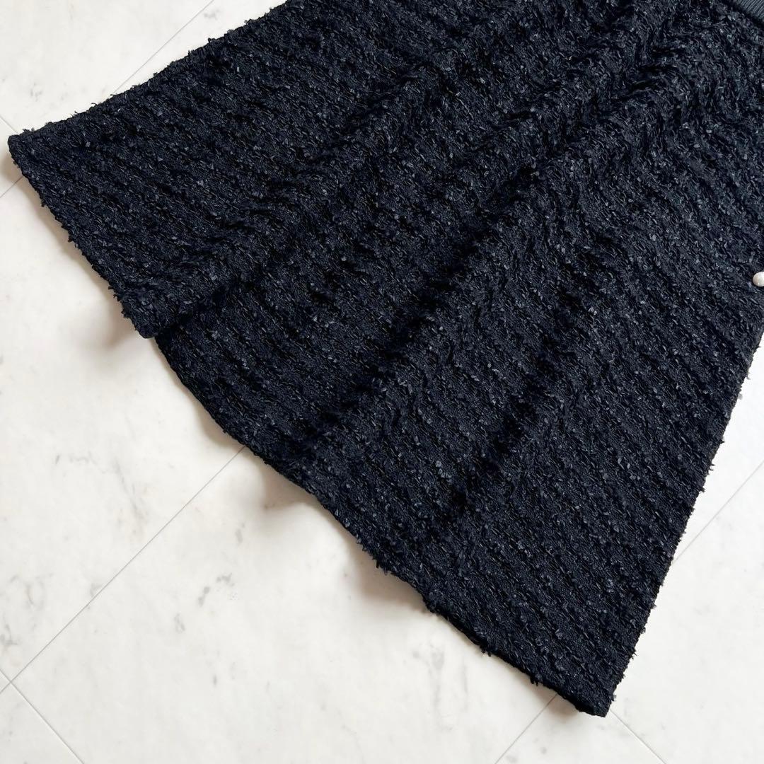 タグ付 定価4.8万 Rene パール装飾ファンシーツイードスカート ブラック