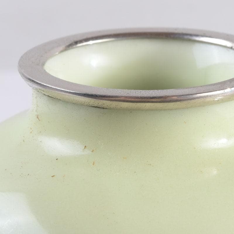 七宝焼　竹文　花瓶　唐木台・時代箱付　V　9462