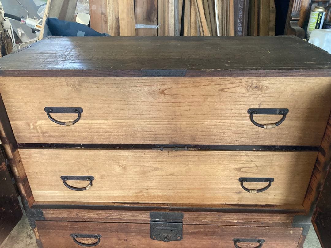 江戸後期から明治　福島桐箪笥　商家箪笥　上下2段
