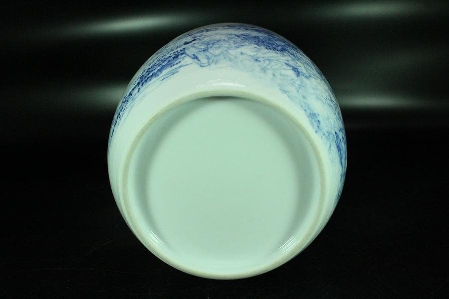 中国美術 青花 湖山清遠 景徳鎮 在銘 花器(K-A389)