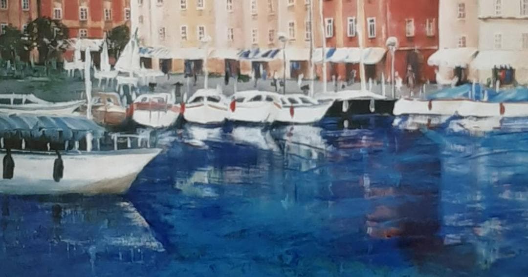 山本亜稀、「ポルト・フィーノ」、希少画集の額装画、四季、風景、人気作品