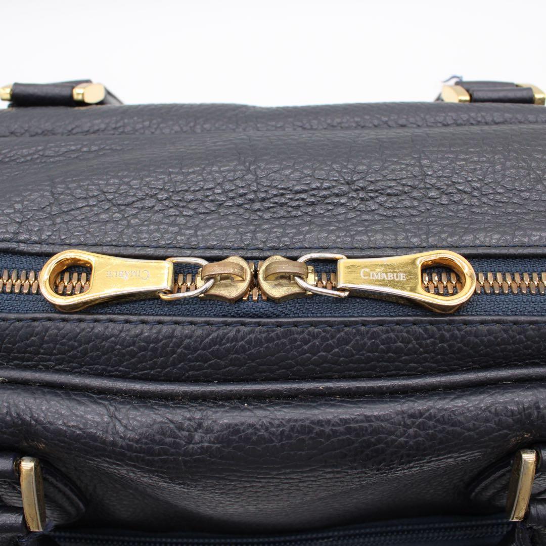 【美品】CIMABUE ビジネスバッグ ブリーフケース レザー 2WAY 紺色