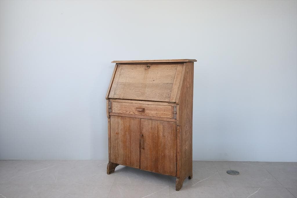 英国アンティーク木製ライティングビューロー/デスク/収納式/勉強机(88-10)