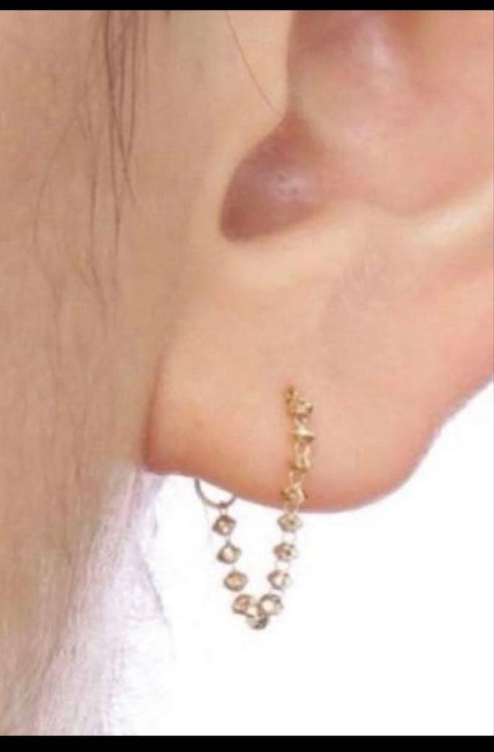 極美品✨【COCOSHNIK 】ミラーボールカットチェーンピアスK10