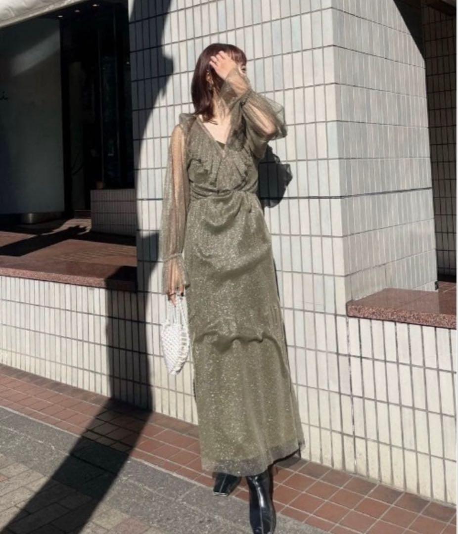 スーツ・フォーマル・ドレス AMERI GLITTER FRILL COLLAR DRESS