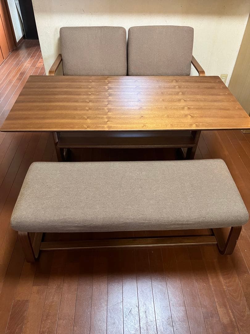 【手渡限定】無印良品 リビングでもダイニングでも使えるテーブル・チェア2・ベンチ