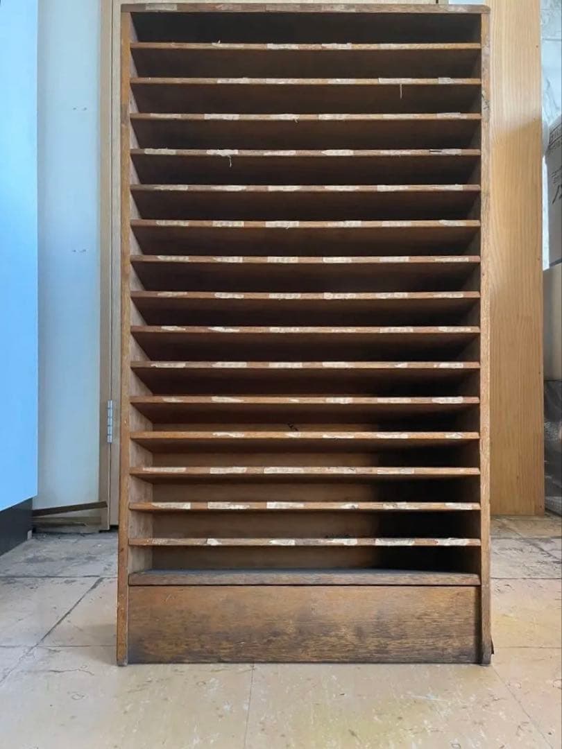 T【送料込み】活版印刷所から出た木の棚【古道具】【活版印刷】