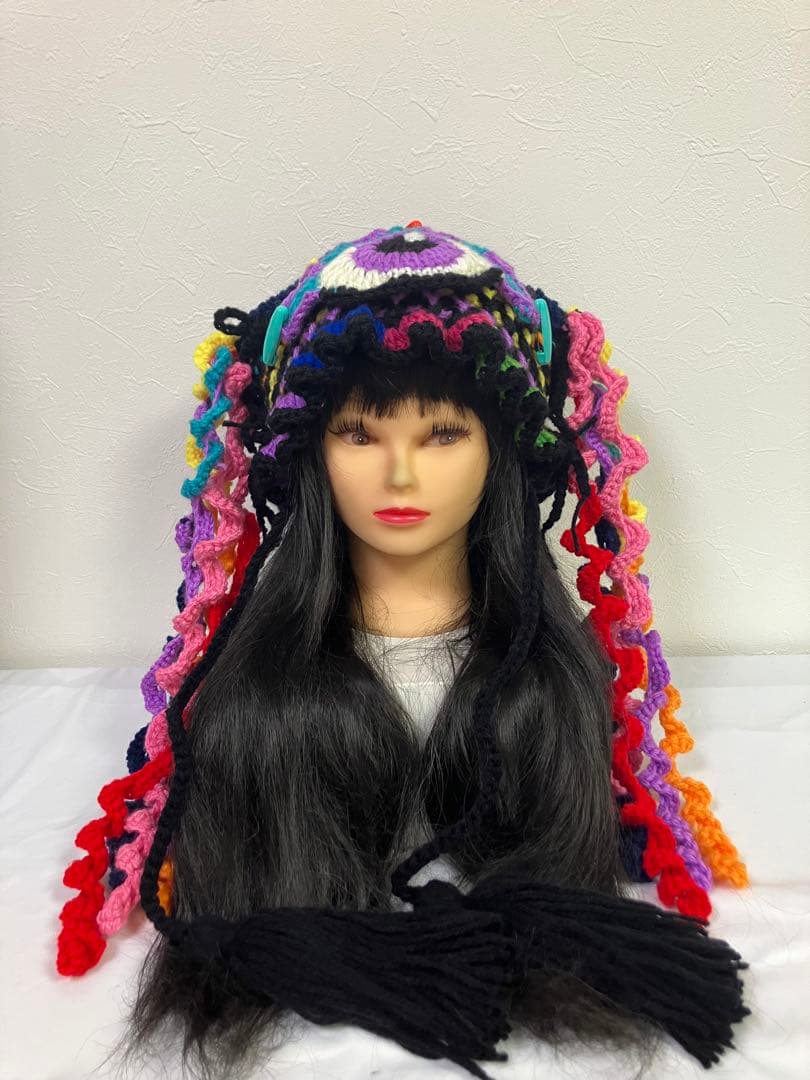 猫耳ニット帽　うさ耳ニット帽　アジアン　ヒッピー　サイケデリック　☺︎