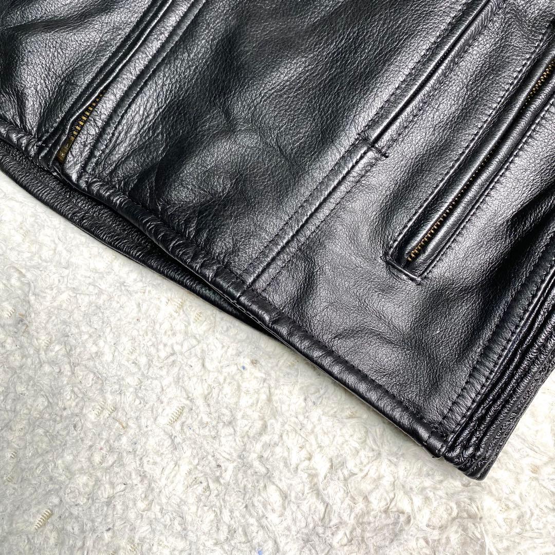 良品✨ハーレーダビッドソン ライダース 110周年記念 大きいサイズ 本革 黒