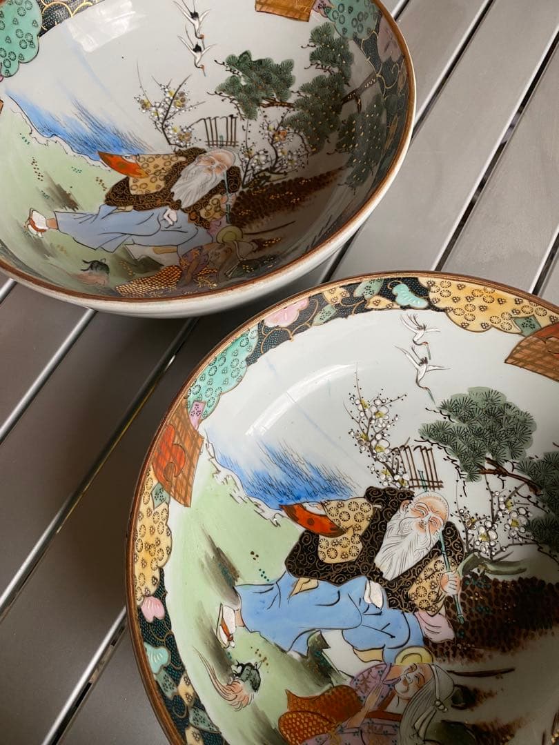 九谷焼　大鉢　縁起物　高砂　骨董　和皿