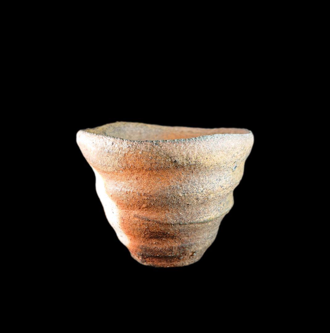 ■唐津焼 川上清美 備前唐津ぐい呑 共箱、共布、栞全揃い 本物保証 #ぐい呑み