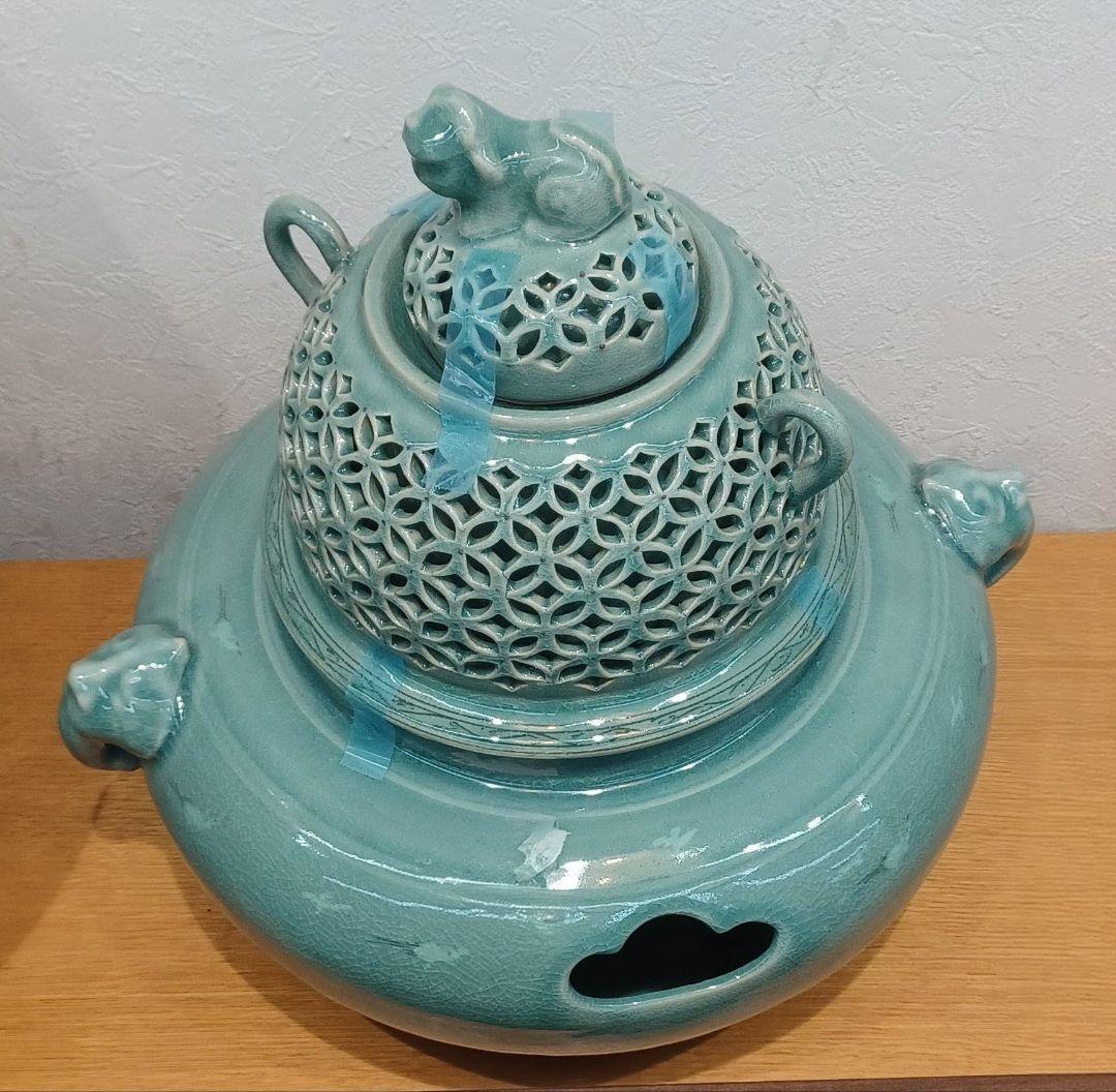 韓国青磁陶器　高麗茶釜